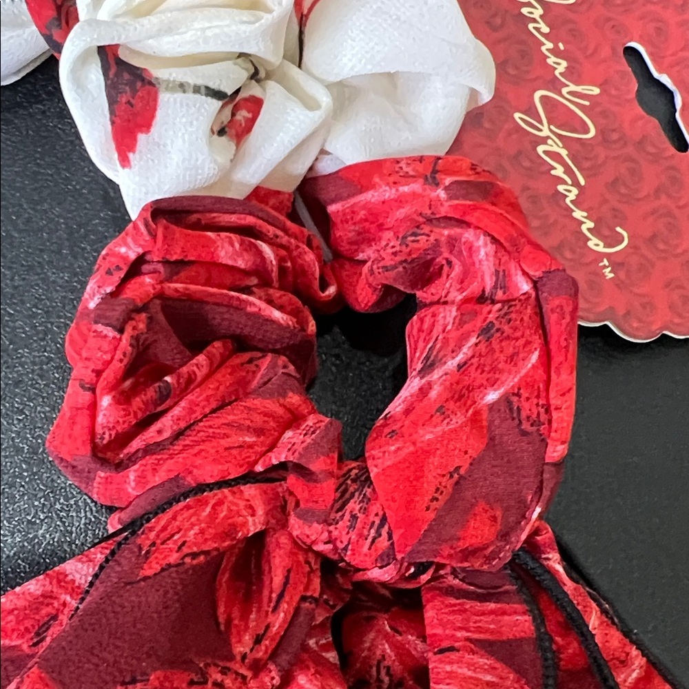 Social Stands | Red & Cream Rose 🌹 Hair Scrunchies - Picture 8 of 8